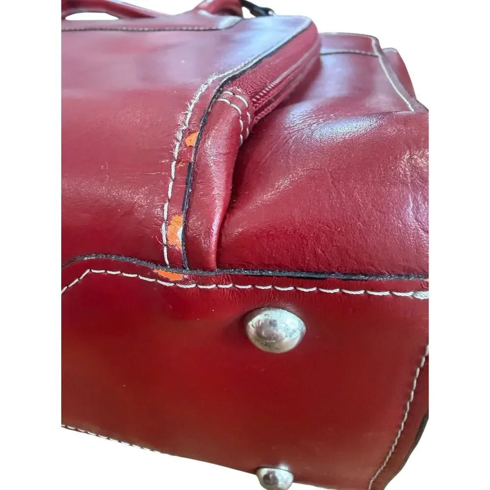 McKlein LakeForest 1 Leather Ladies Laptop Briefcase Red CarryOn Messenger Bag
